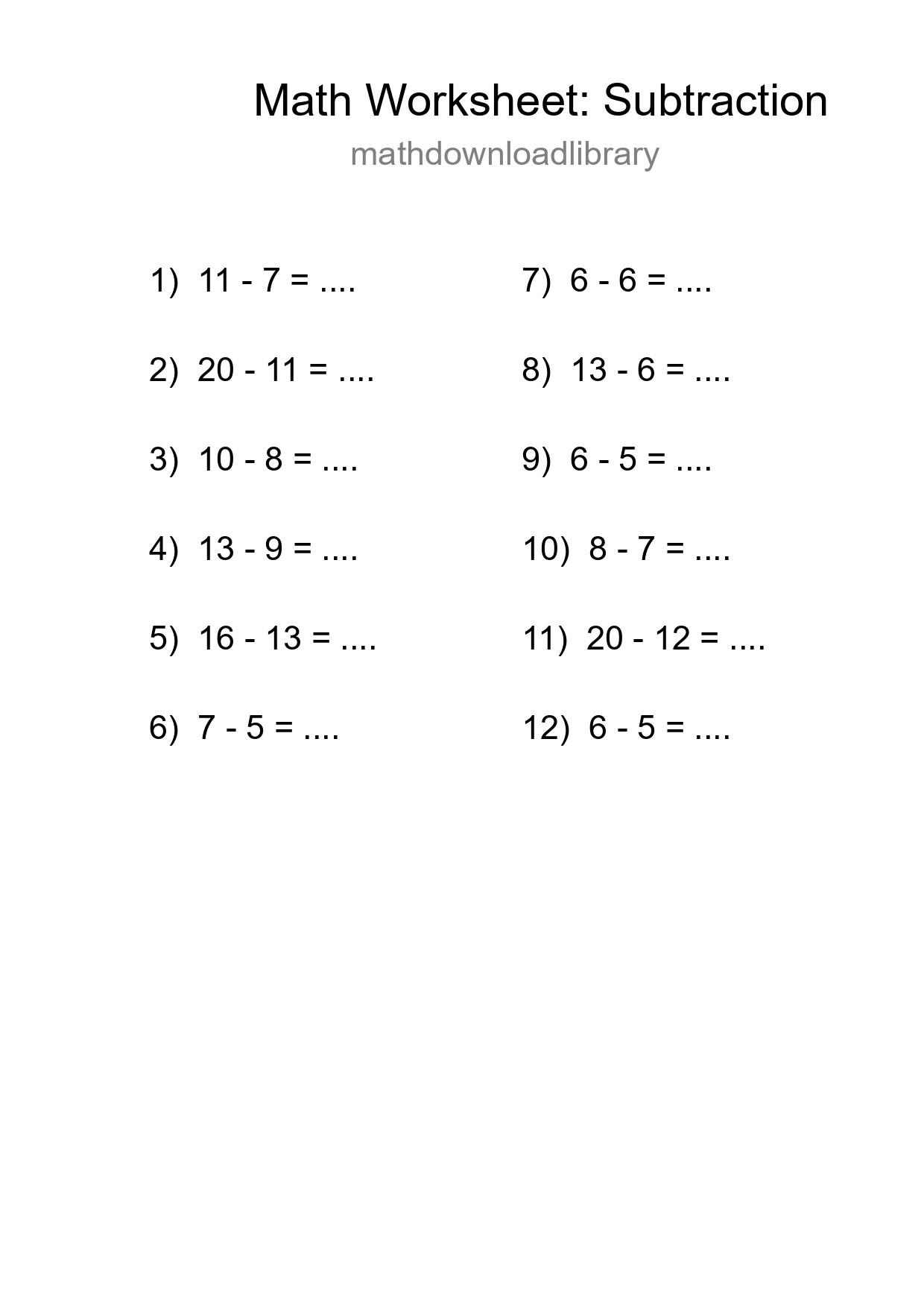 Free 12 Subtraction Math Worksheet For Grade 2 - Part 41