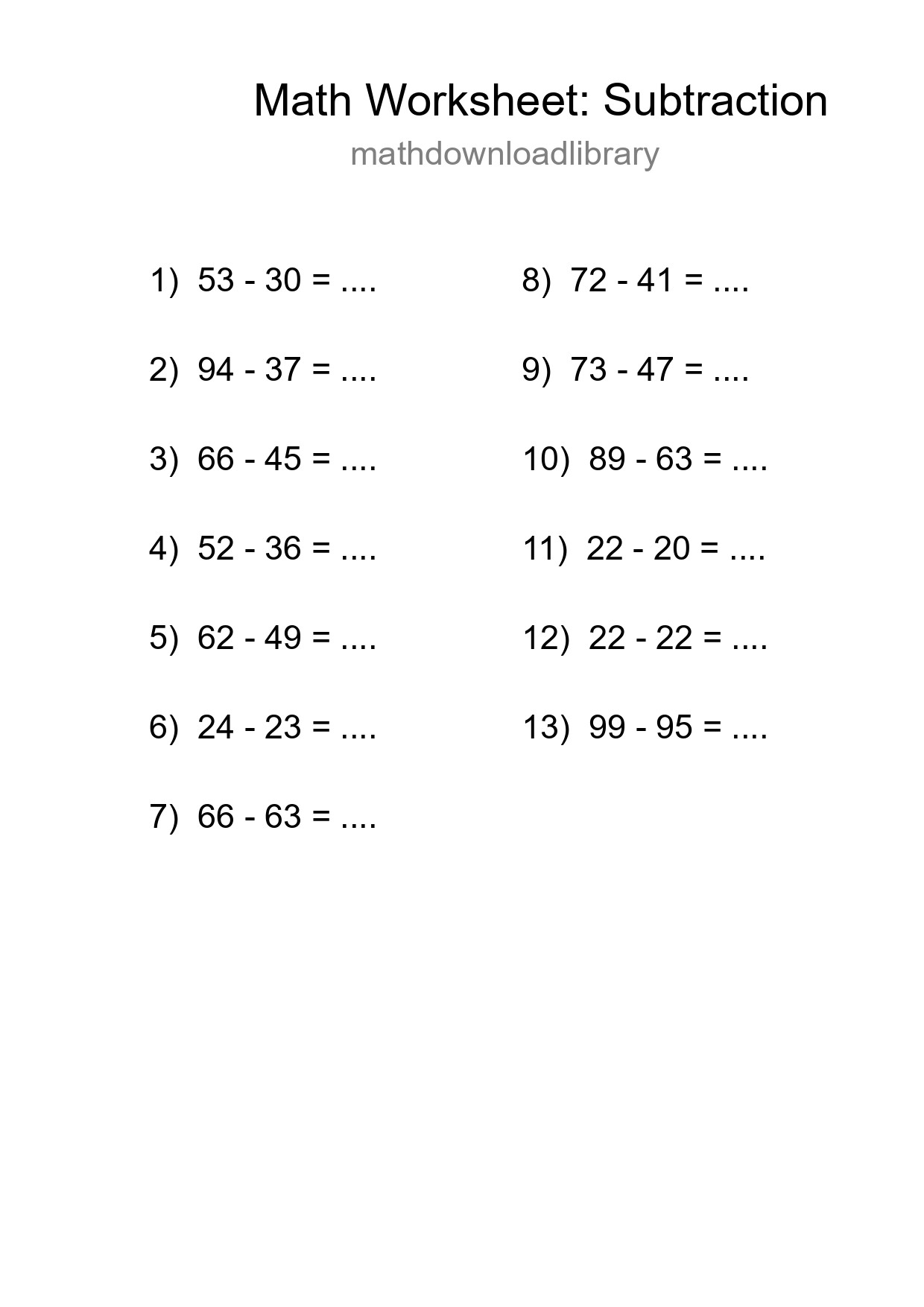 Free 13 Subtraction Math Worksheet For Grade 3 - Part 129