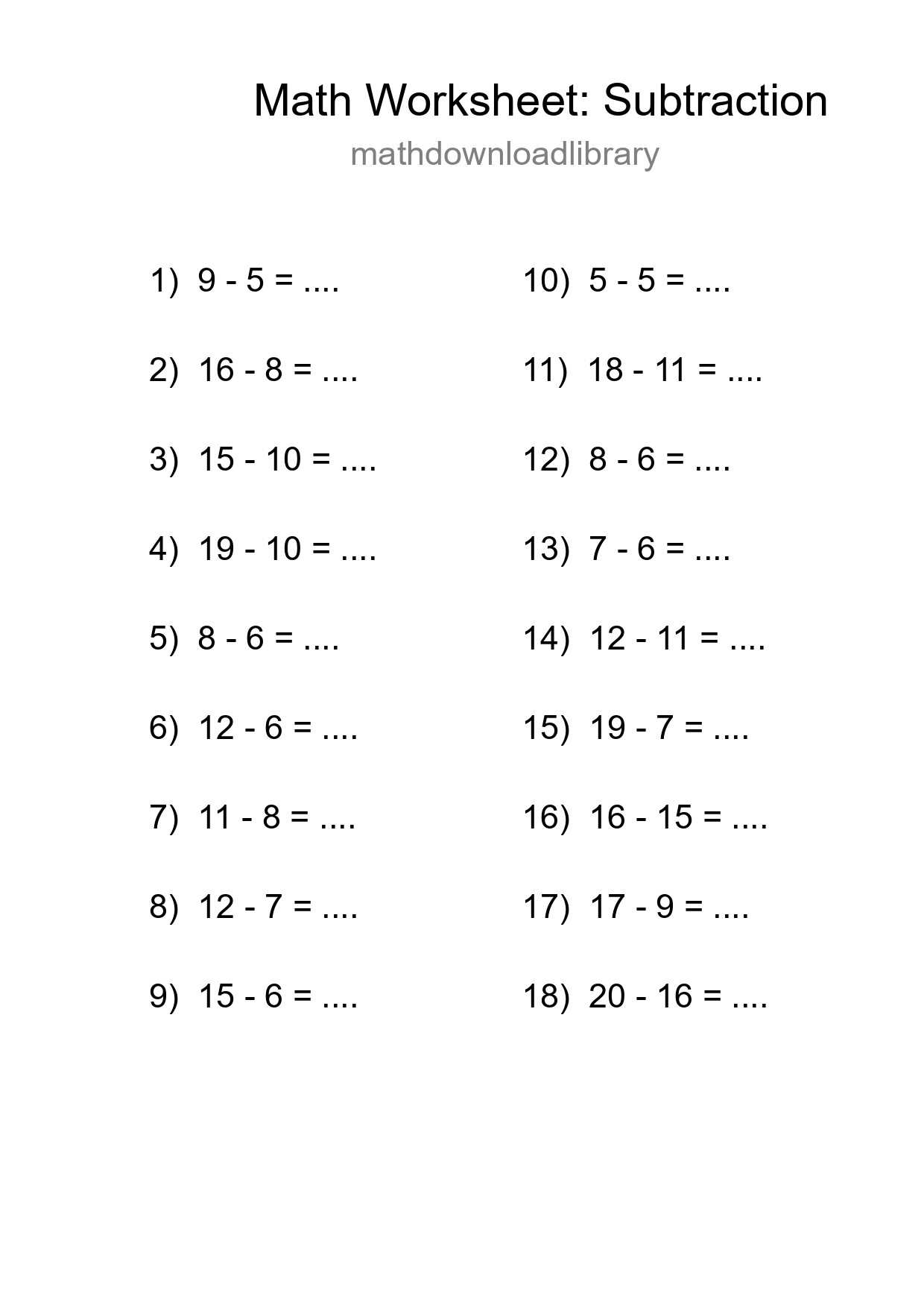 Free 18 Subtraction Math Worksheet For Grade 2 With Answers - Part 30