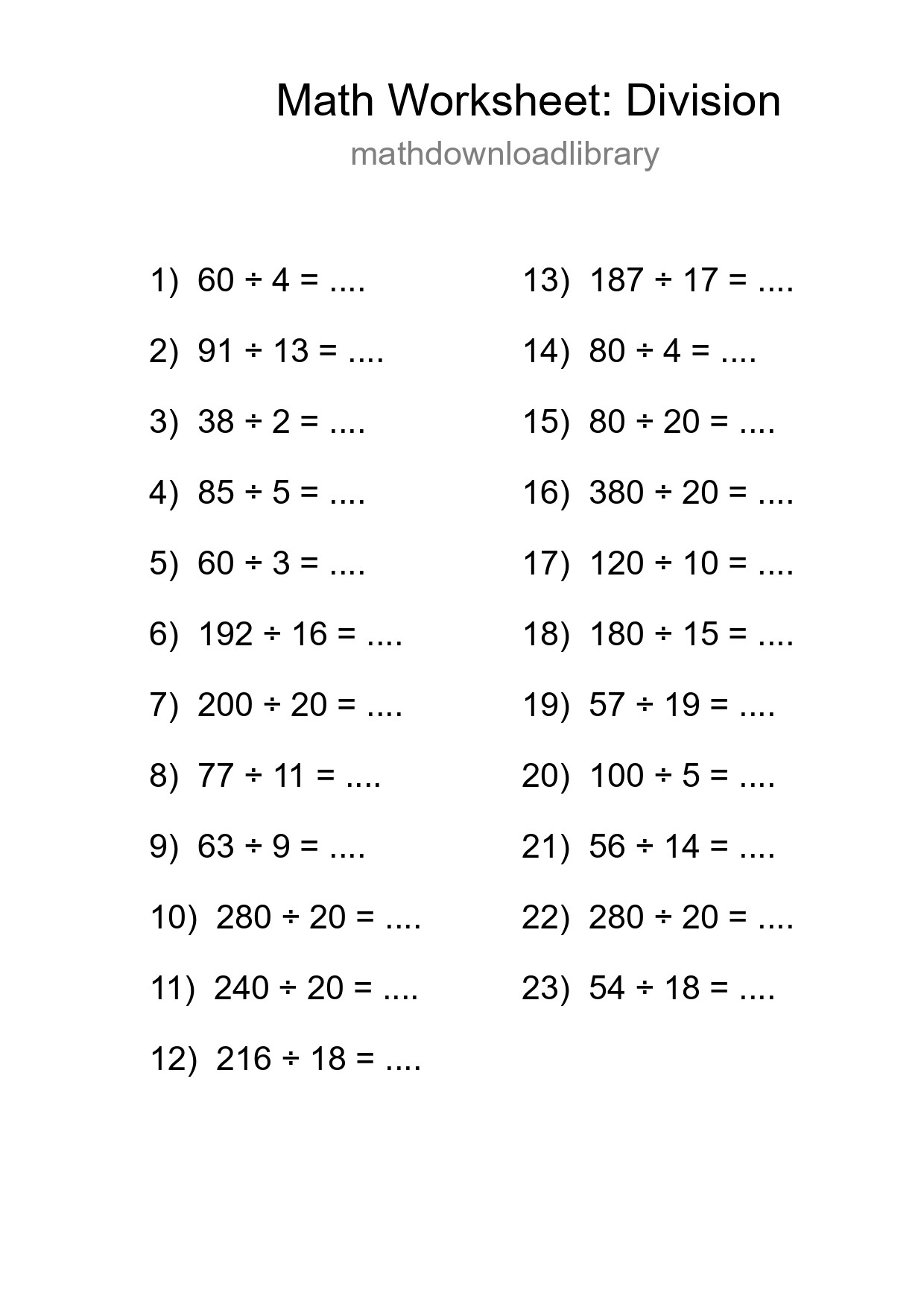 Free 23 Division Math Worksheet For Grade 2 - Part 15