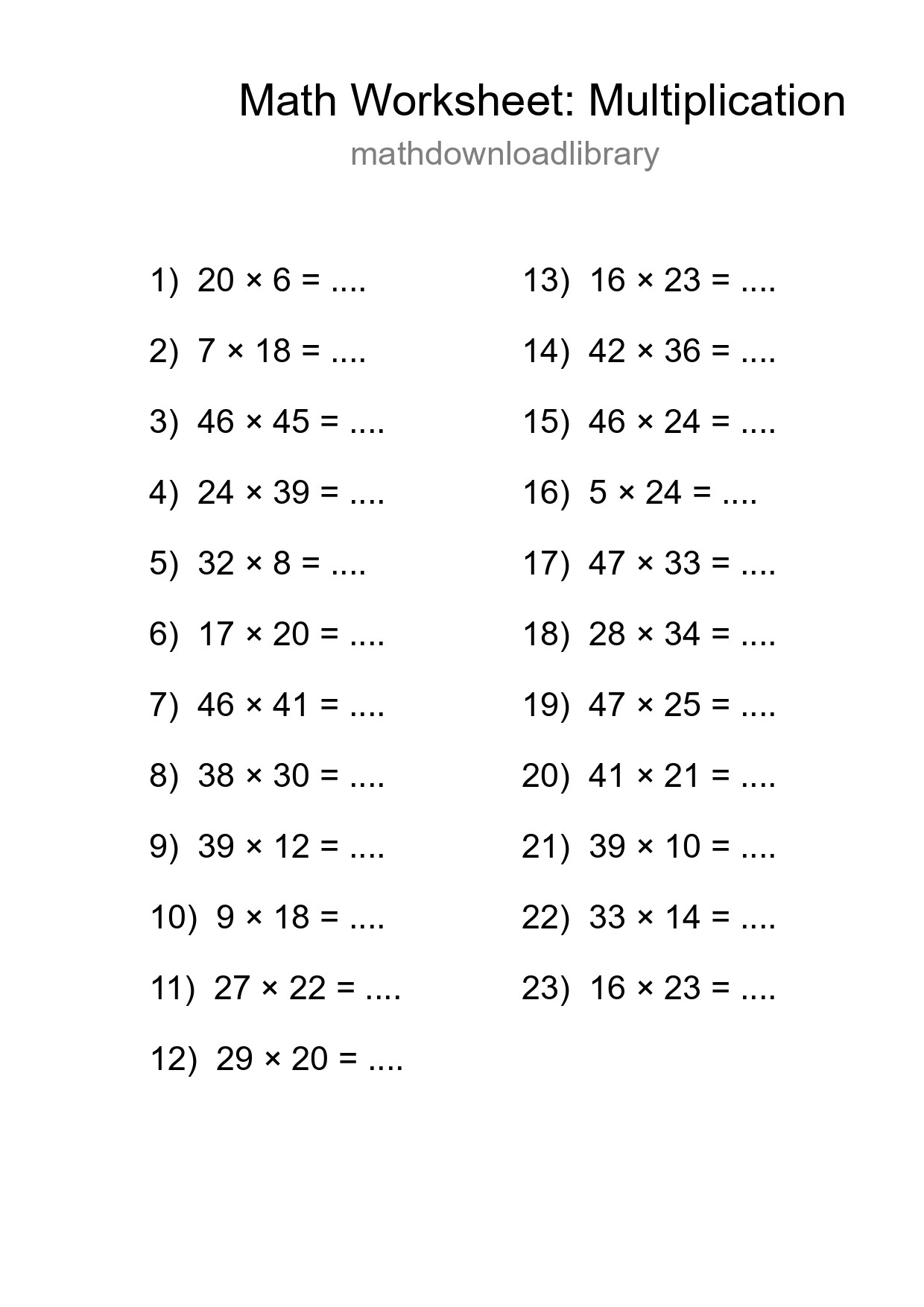 Free 23 Multiplication Math Worksheet For Grade 2 - Part 29