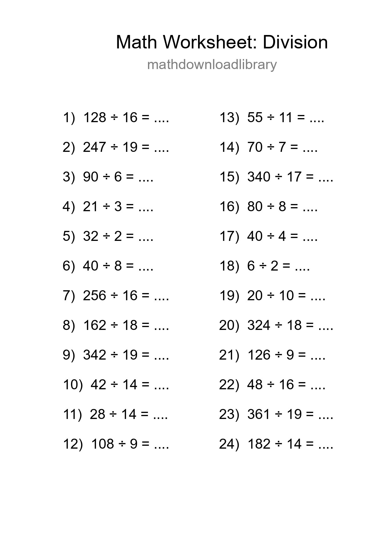 Free 24 Division Math Worksheet For Grade 2 - Part 180