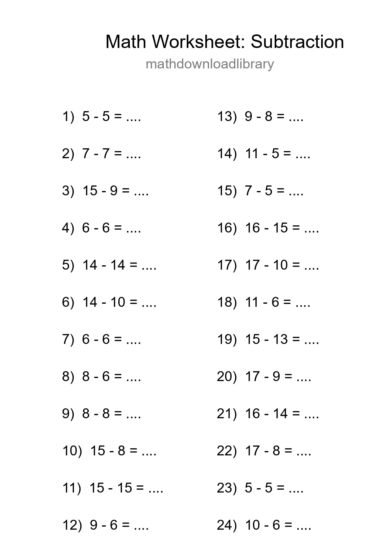 Free 24 Subtraction Math Worksheet For Grade 2 With Answers - Part 118