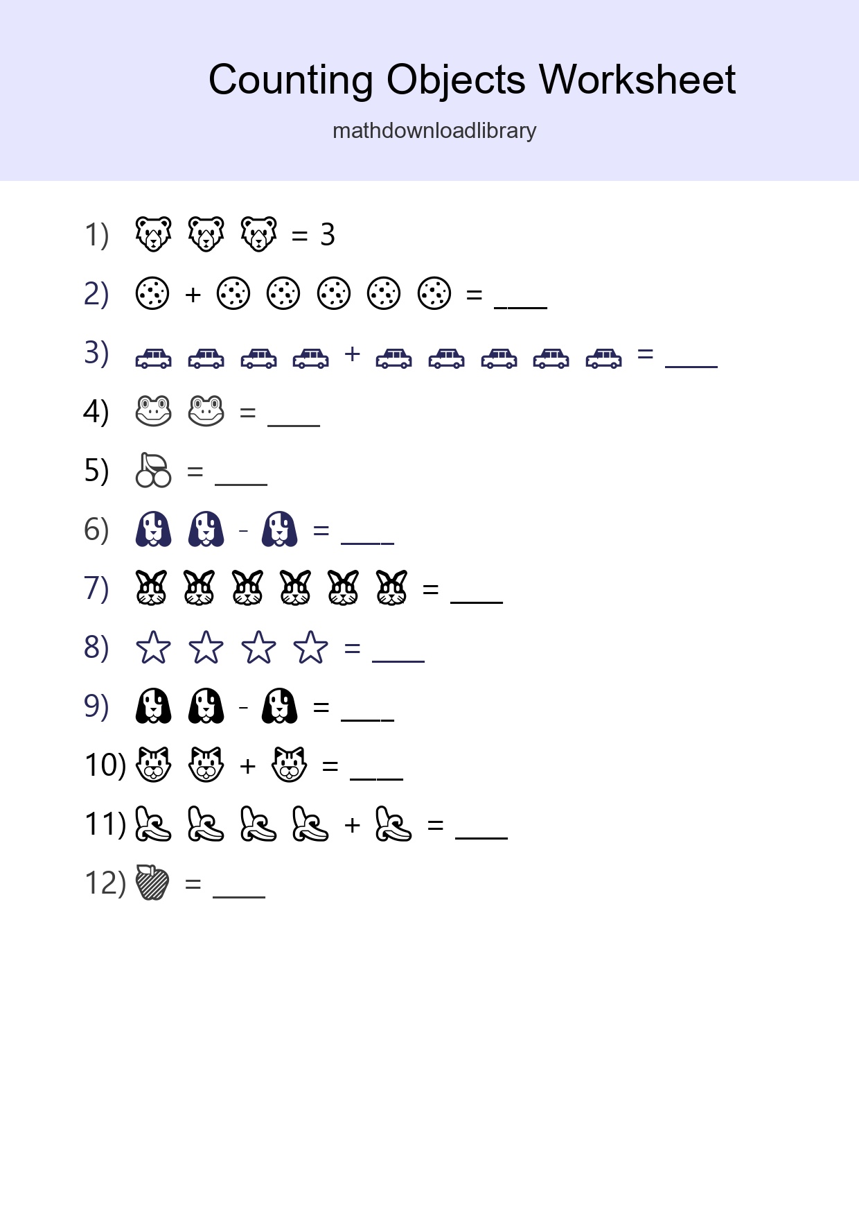Free Counting Objects Worksheet For Kindergarten - Part 113