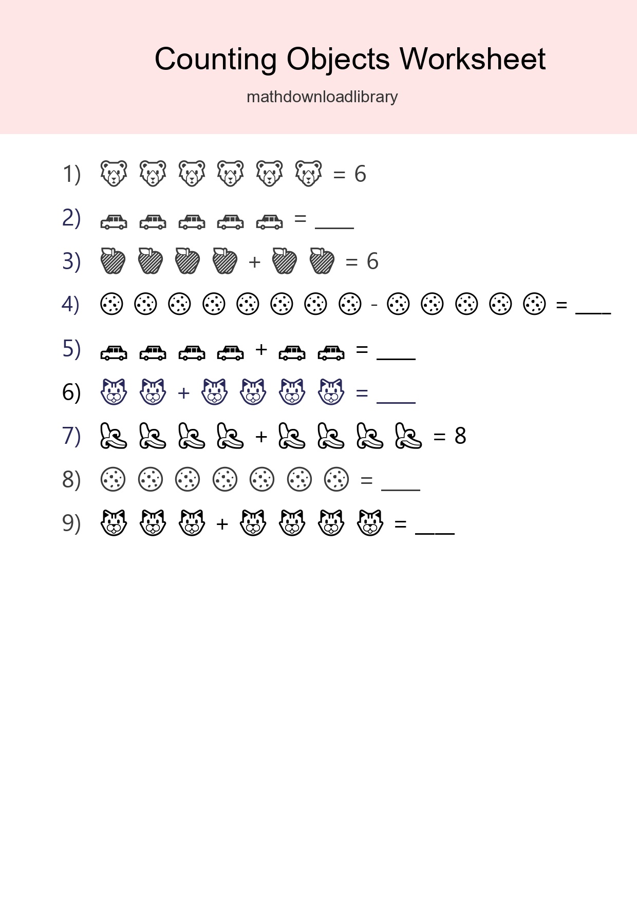 Free Counting Objects Worksheet For Kindergarten Printable - Part 124