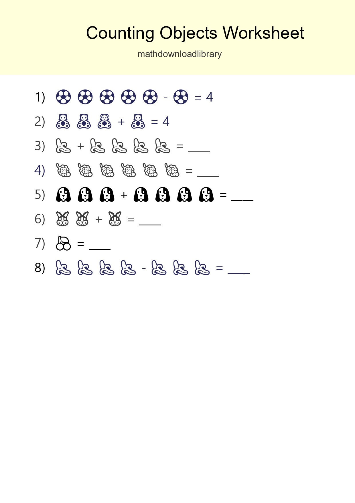 Free Counting Objects Worksheet For Kindergarten Printable - Part 190