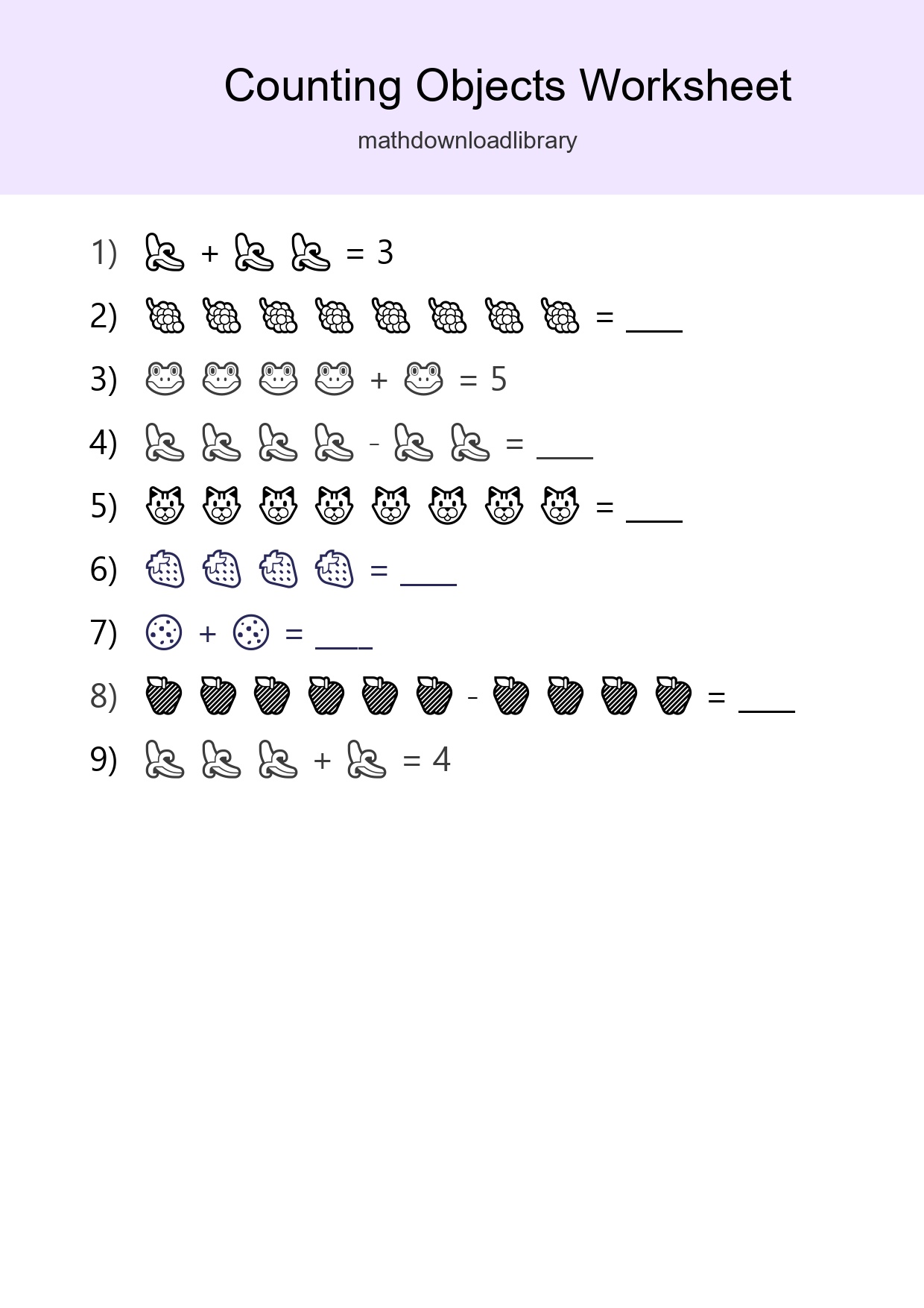 Free Counting Objects Worksheet For Kindergarten Printable - Part 245