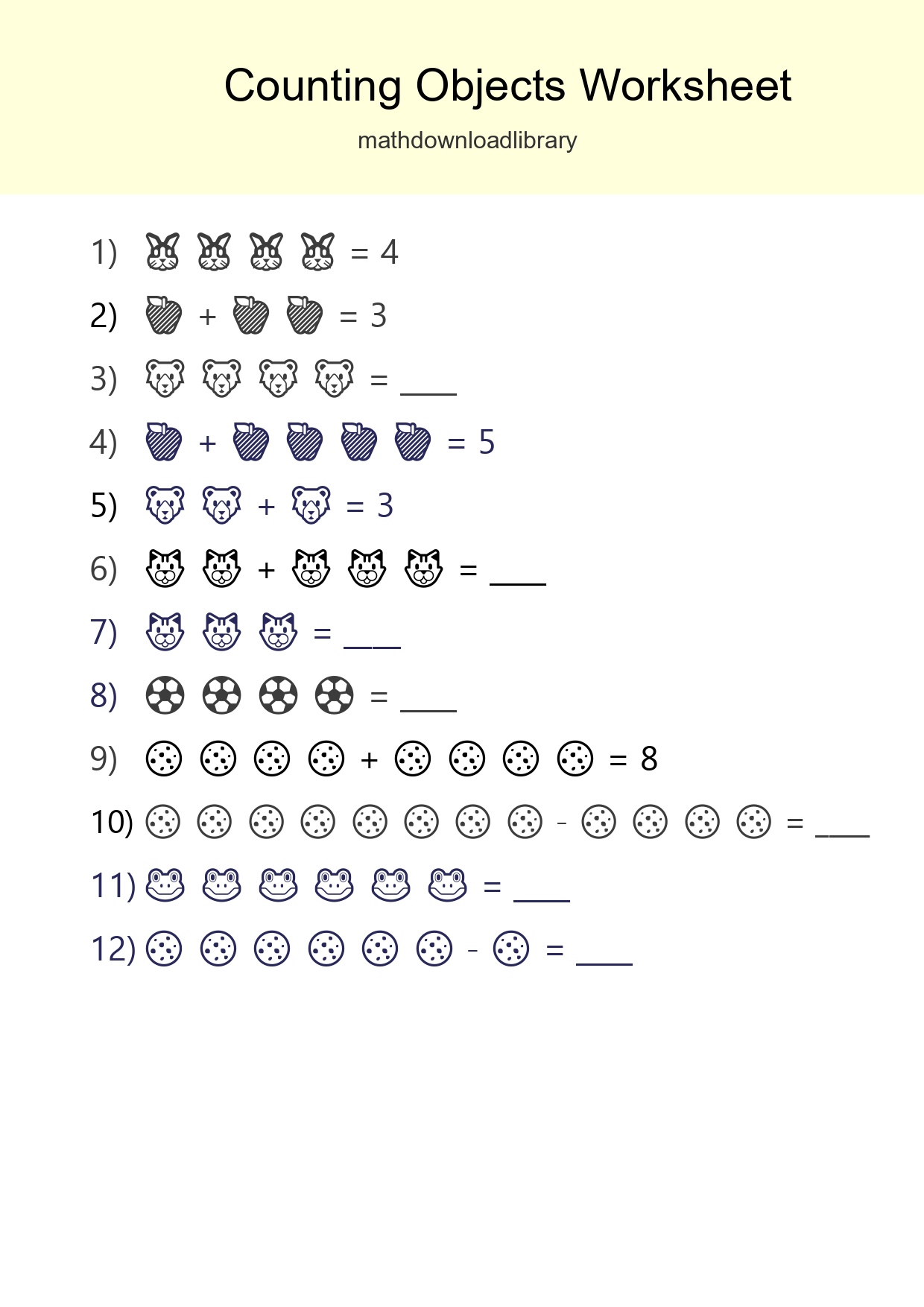 Free Counting Objects Worksheet For Kindergarten Printable - Part 278