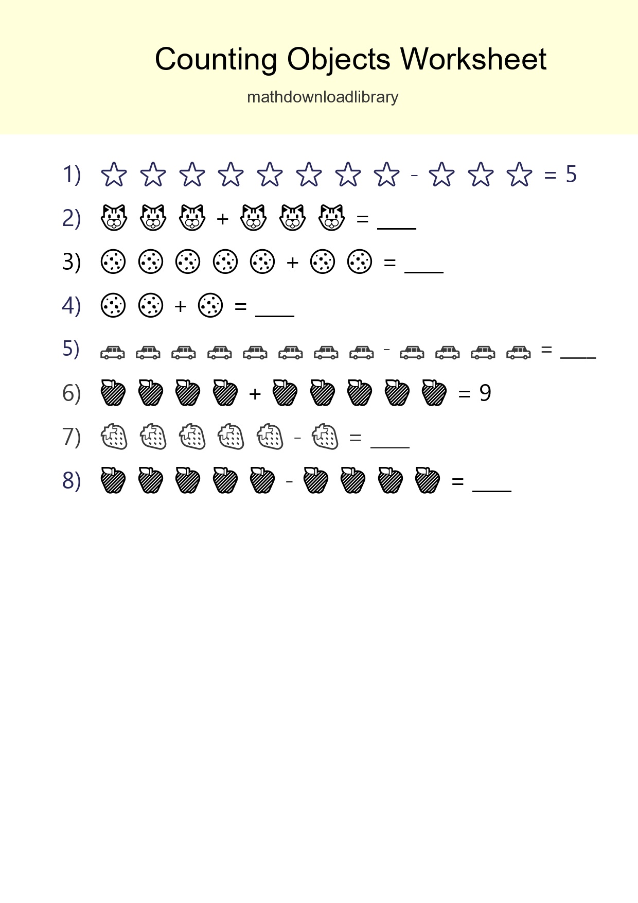Free Counting Objects Worksheet For Kindergarten Printable - Part 47