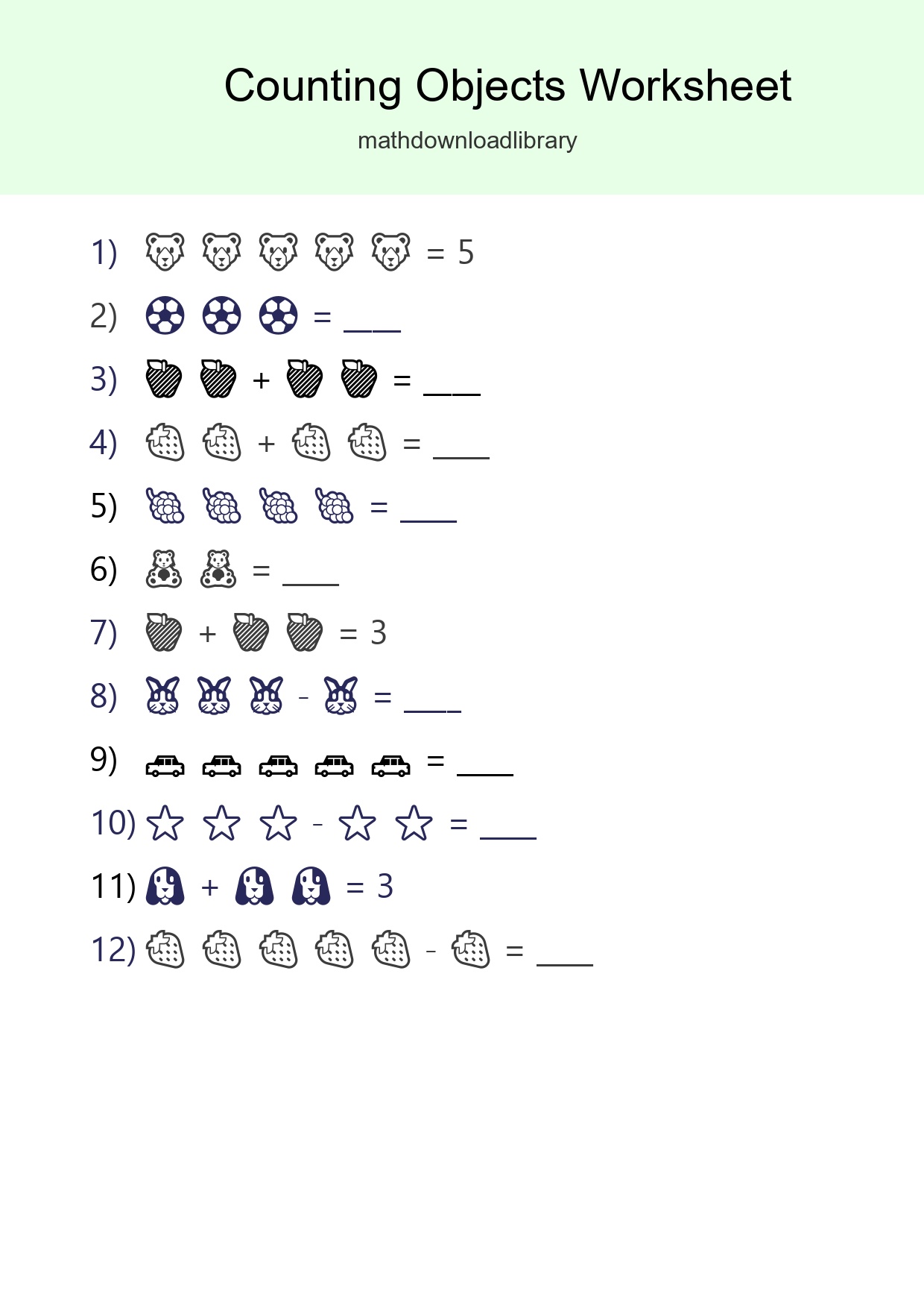 Free Counting Objects Worksheet For Pre-K - Part 69