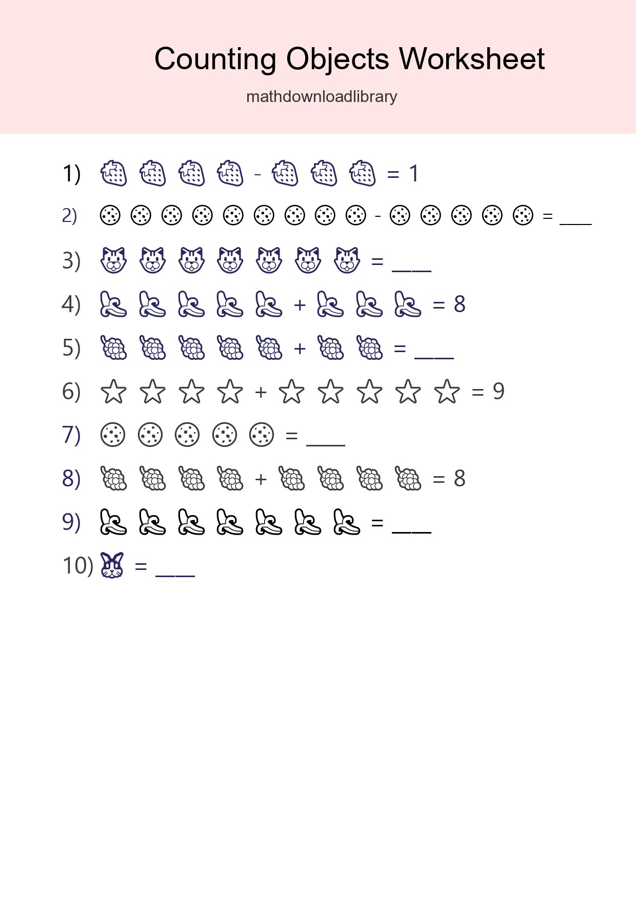 Kindergarten Count The Objects Worksheet - Part 146
