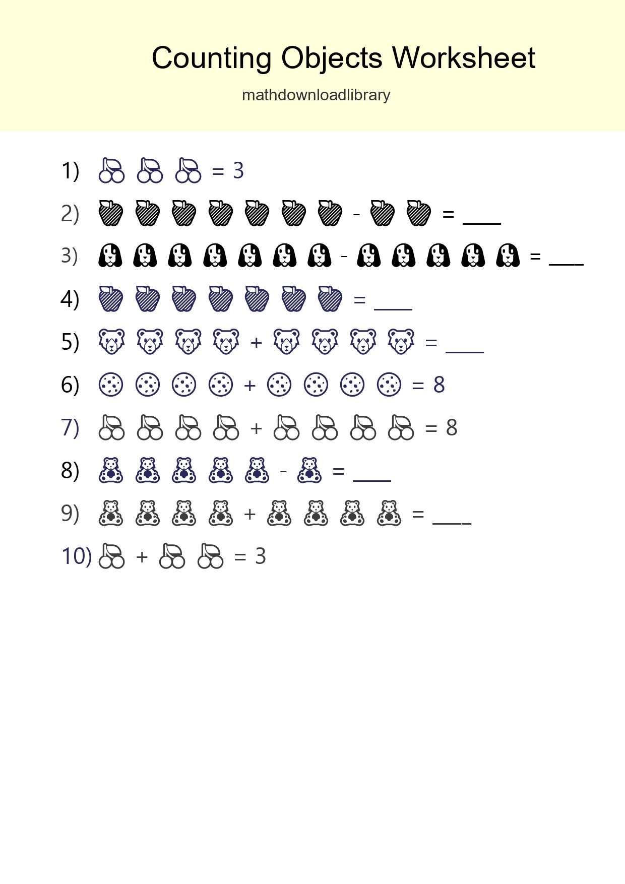 Kindergarten Count The Objects Worksheet - Part 201