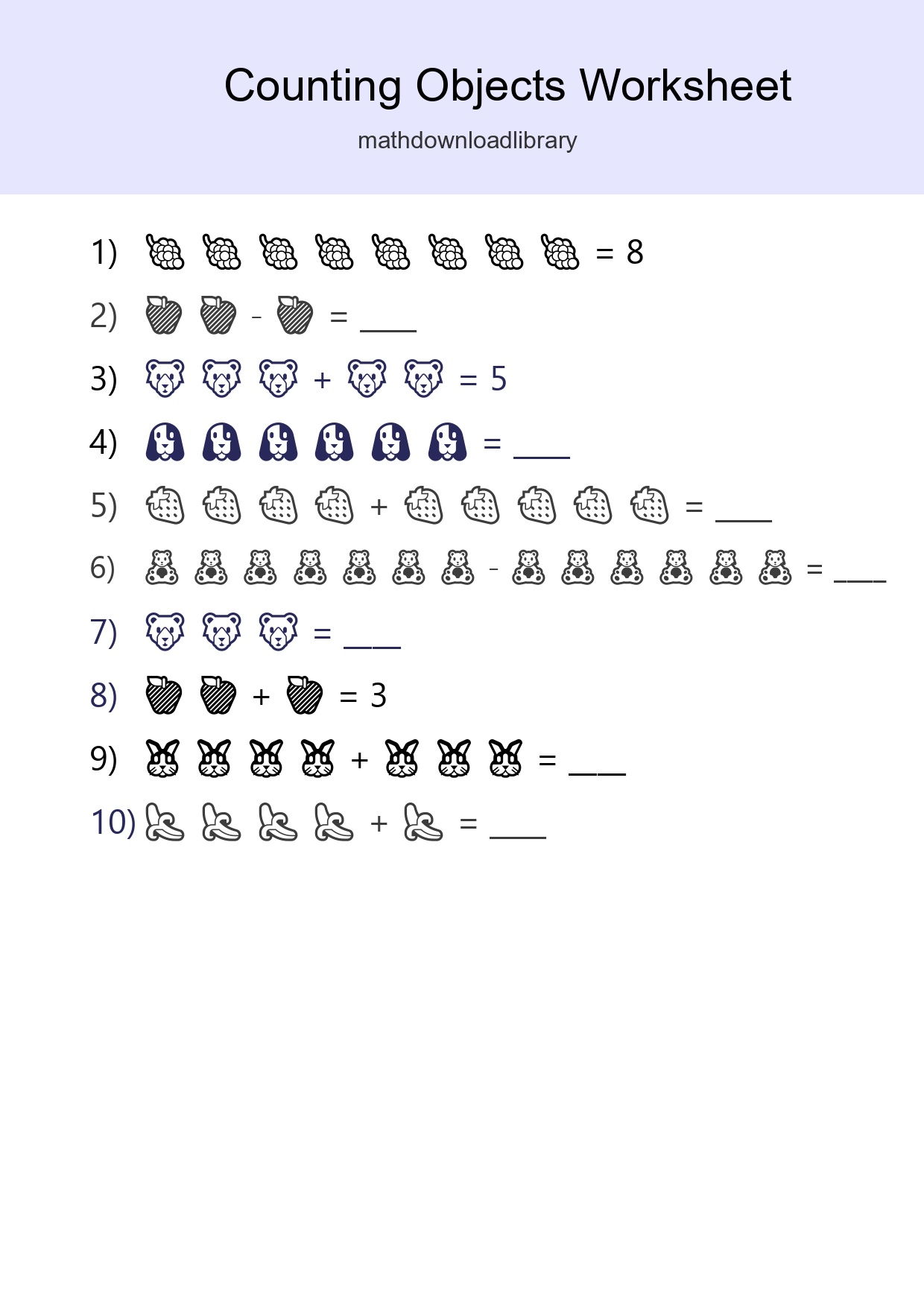Kindergarten Count The Objects Worksheet - Part 212