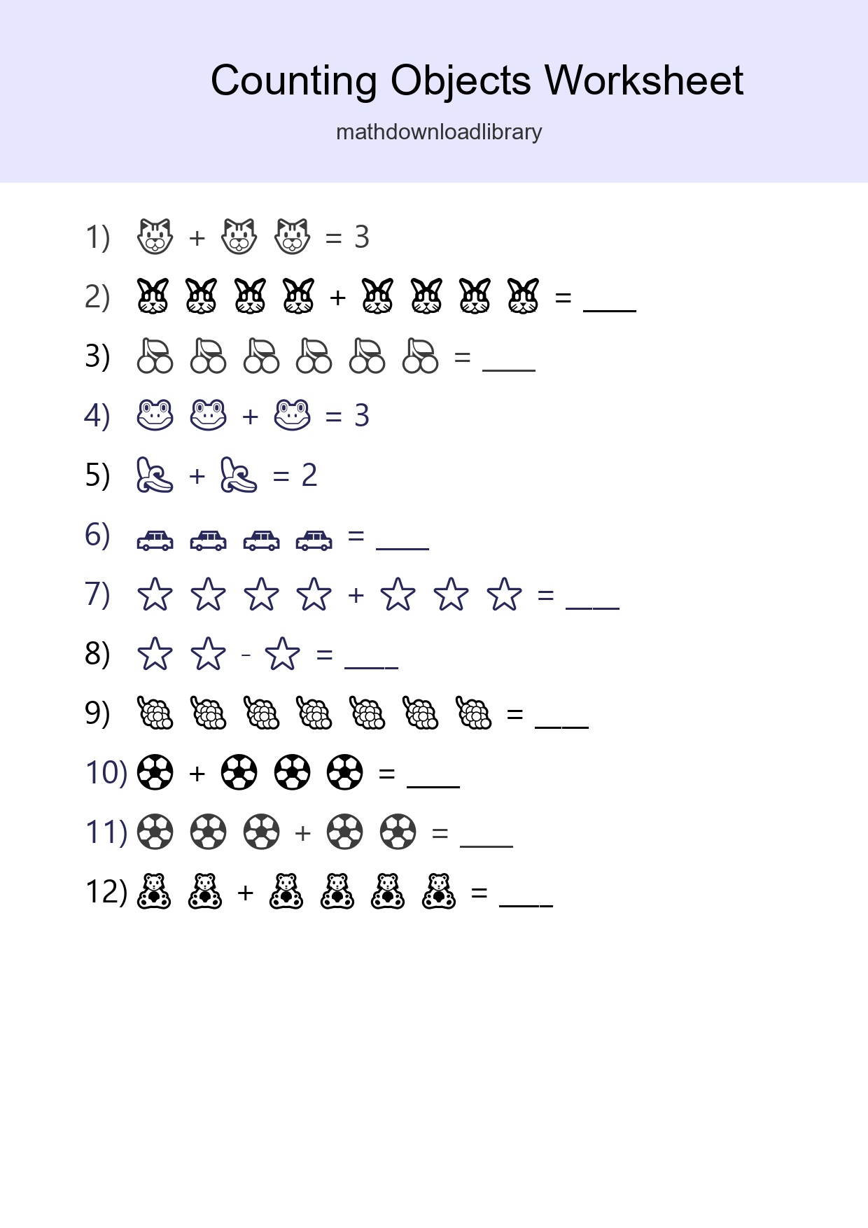 Kindergarten Count The Objects Worksheet - Part 223