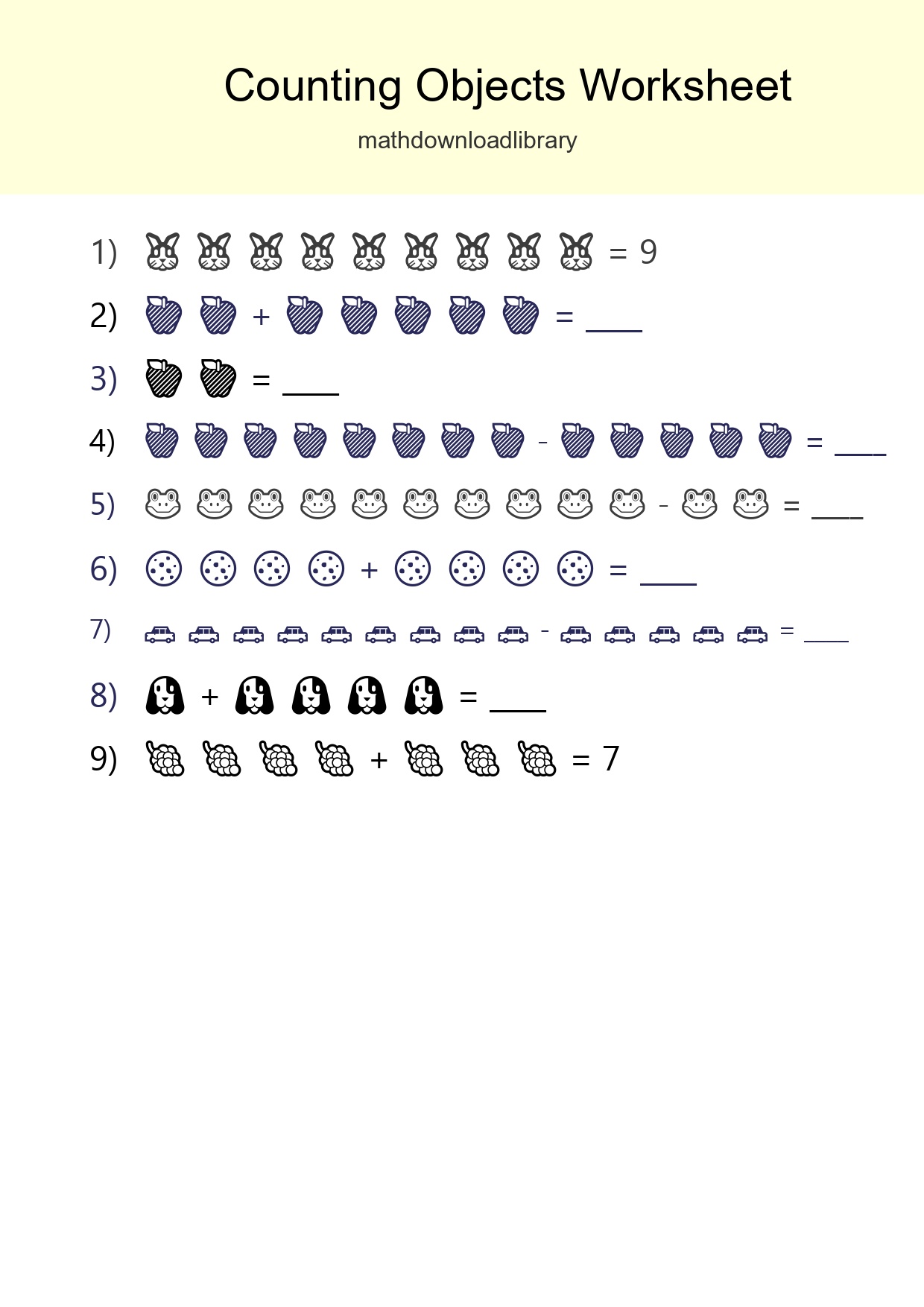 Kindergarten Count The Objects Worksheet - Part 3