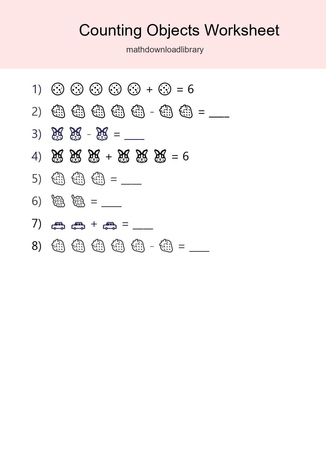 Learn Counting With Pictures Worksheet (Kindergarten) - Part 102