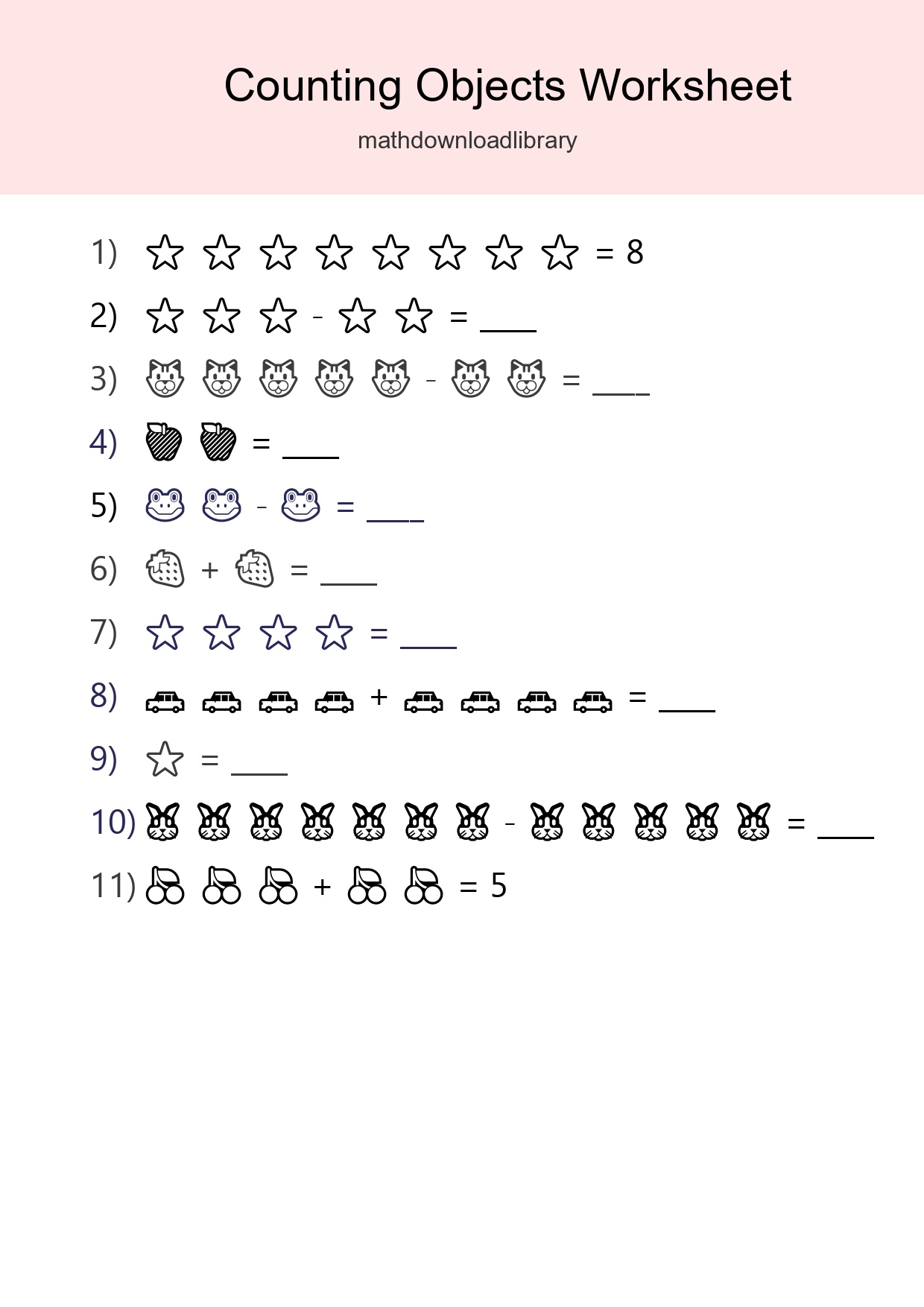 Learn Counting With Pictures Worksheet (Kindergarten) - Part 234