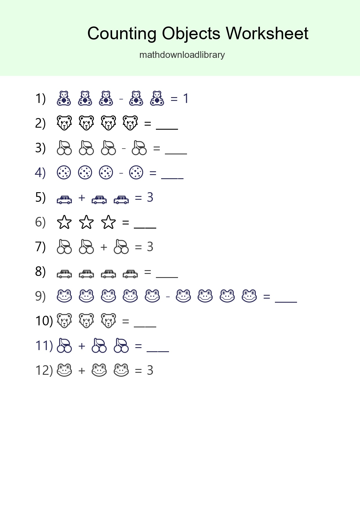Pre-K Count The Objects Worksheet - Part 267